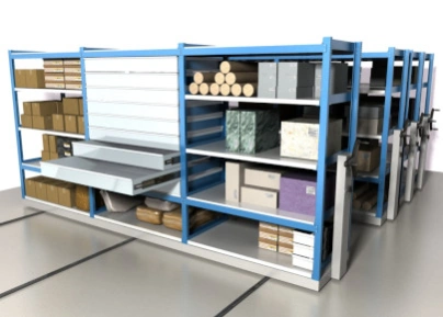 Передвижные среднегрузовые стеллажи усиленные